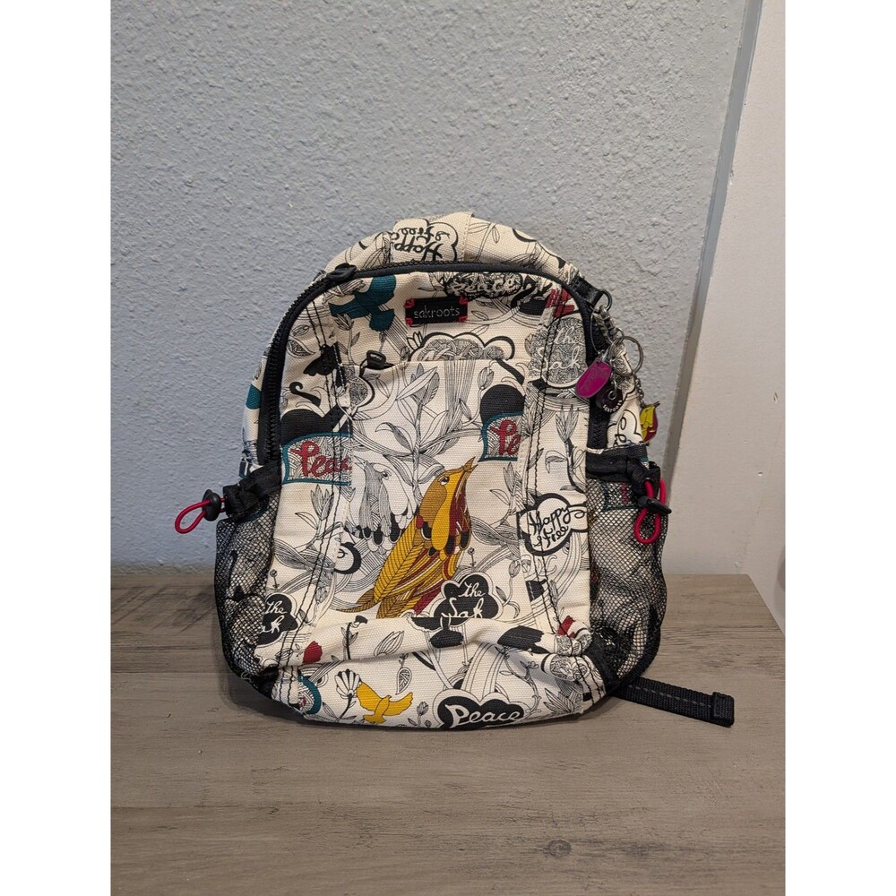 Sakroots Sporty Backpack Artist Circle Floral Bird Print